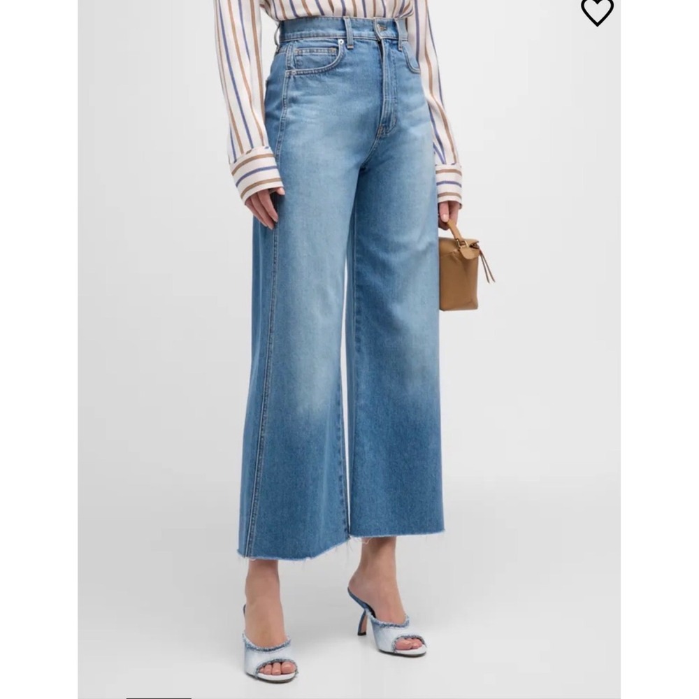 Veronica Beard Taylor Jeans 25 Enough Said High Rise Wide Leg Crop Raw Hem